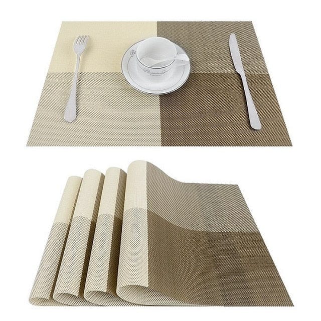 Set De Table Beige MarronEn Plastique Rigide De Design Rectangulaire