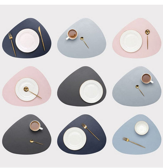 Set De Table Design Cuir Bleu Clair Uni Rond Ovale Moderne