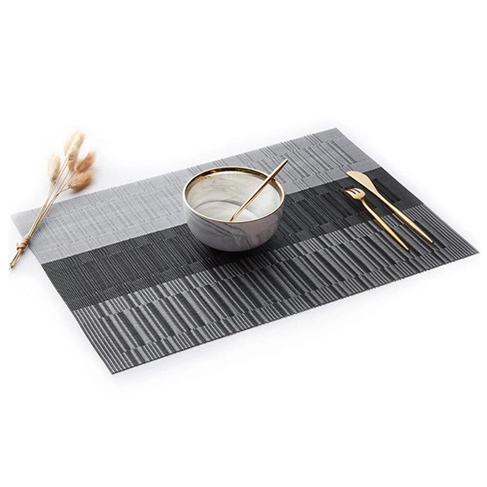 Set De Table En Plastique Rigide De Design Noir Gris Foncé Rectangulaire4 Pièces