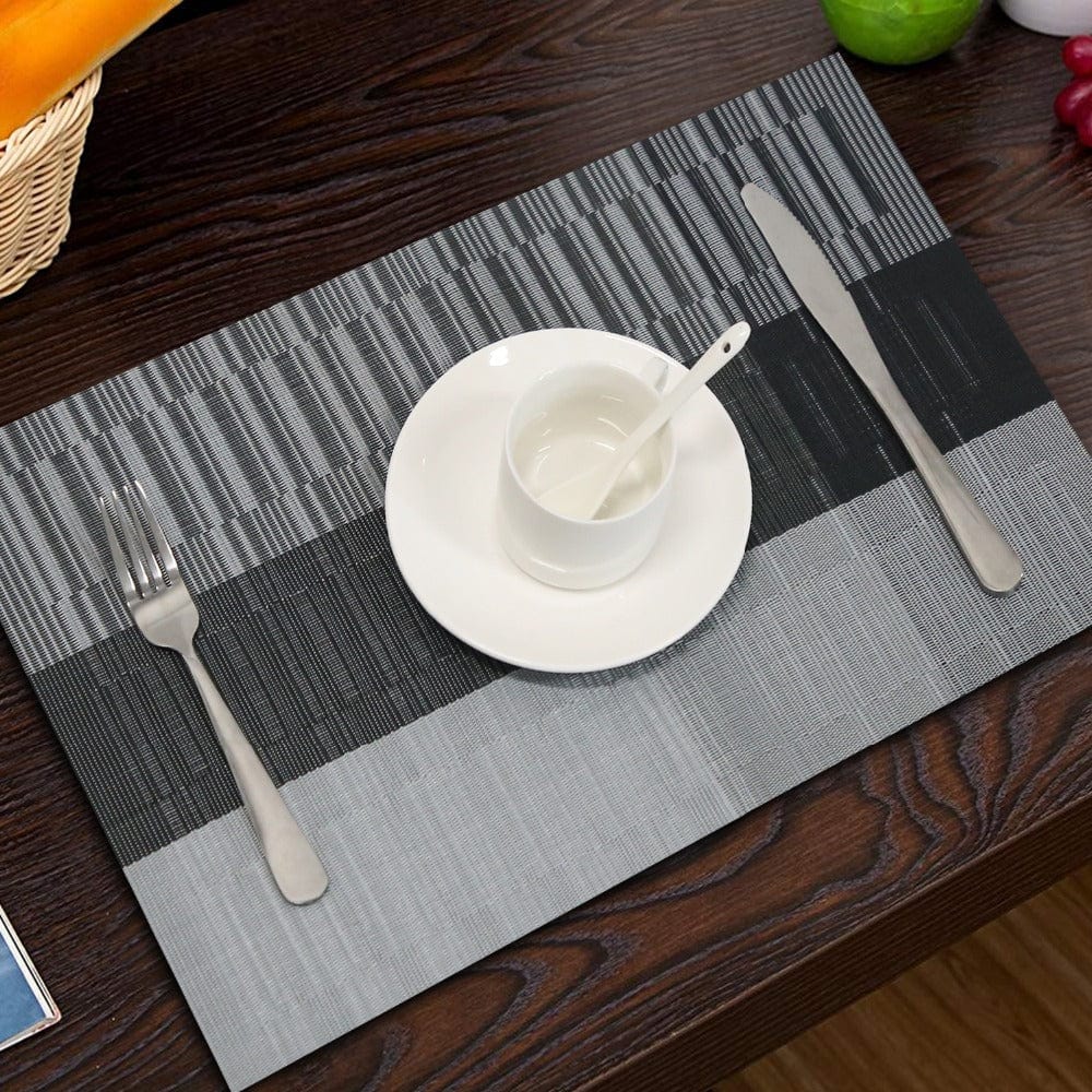 Set De Table En Plastique Rigide De Design Noir Gris Foncé Rectangulaire4 Pièces