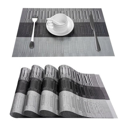 Set De Table En Plastique Rigide De Design Noir Gris Foncé Rectangulaire4 Pièces