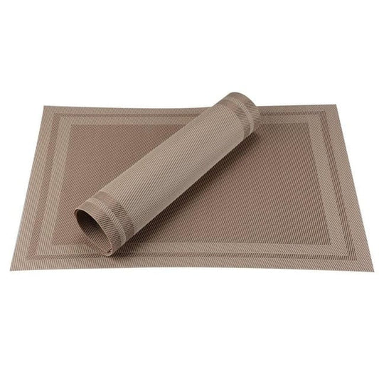 Set De Table En Plastique Rigide De Design Rectangulaire Beige Marron Café4 Pièces