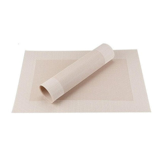 Set De Table En Plastique Rigide De Design Rectangulaire Blanc Beige4 Pièces