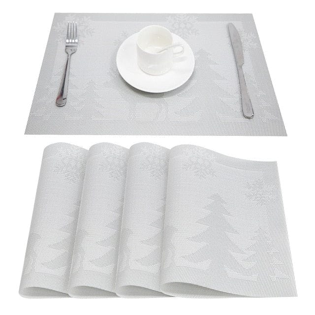 Set De Table En Plastique Rigide De Design Rectangulaire Blanc4 Pièces