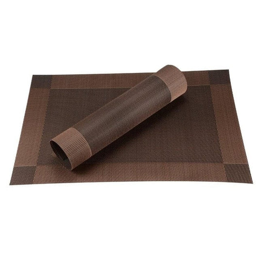 Set De Table En Plastique Rigide De Design Rectangulaire Marron Foncé4 Pièces