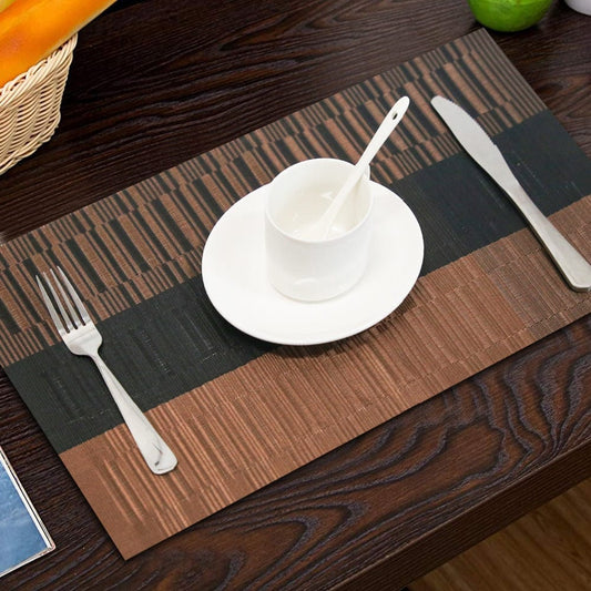 Set De Table En Plastique Rigide De Design Rectangulaire Marron Noir4 Pièces