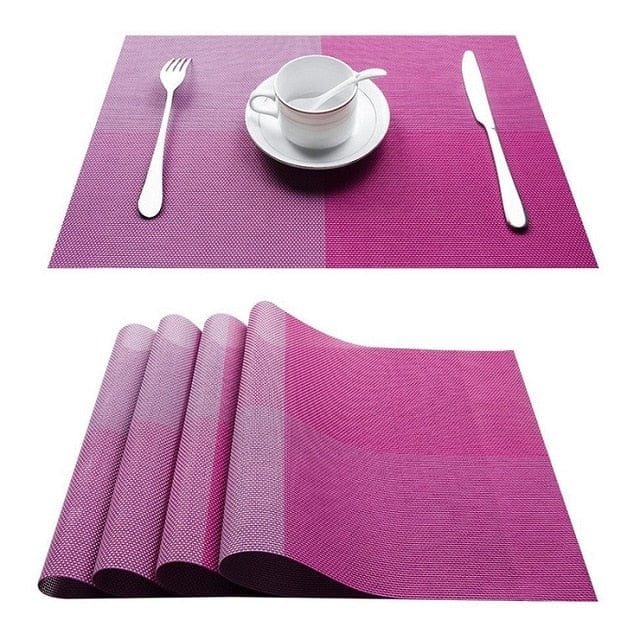 Set De Table En Plastique Rigide De Design Rectangulaire Rose4 Pièces