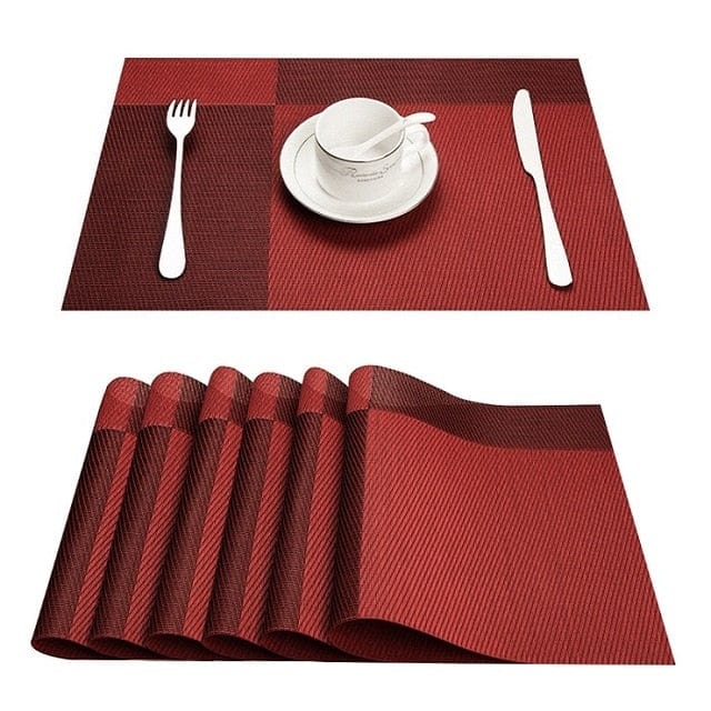 Set De Table En Plastique Rigide De Design Rectangulaire Rouge Foncé4 Pièces