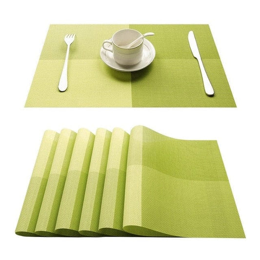 Set De Table En Plastique Rigide De Design Rectangulaire Vert4 Pièces