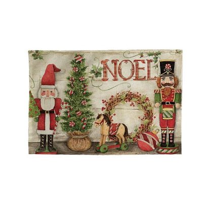 Set De Table Jouets De Noel Rectangulaire En Tissu Coton Lin