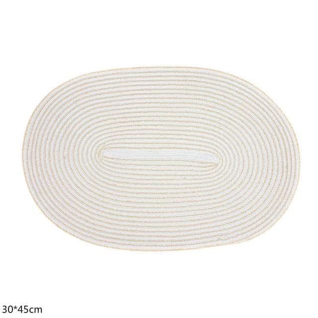 Set De Table Ovale Tissé Blanc