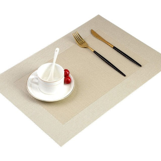 Set De Table Plastique Rectangulaire Doré Beige Clair