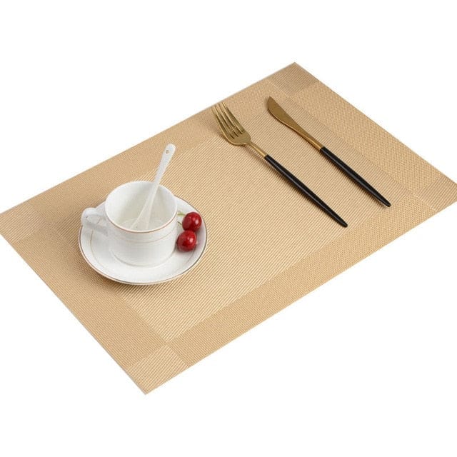 Set De Table Plastique Rectangulaire Doré Beige Jaunâtre