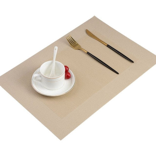 Set De Table Plastique Rectangulaire Doré Beige