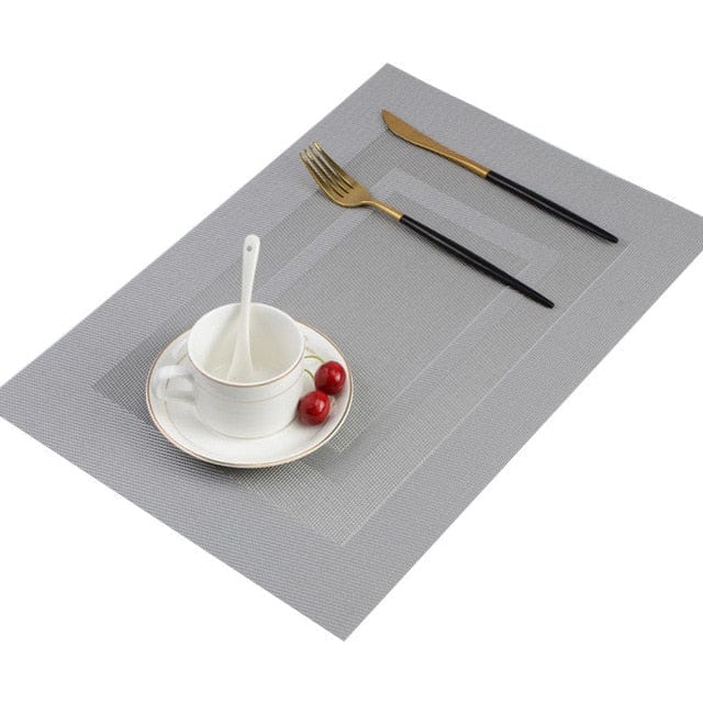 Set De Table Plastique Rectangulaire Doré Gris