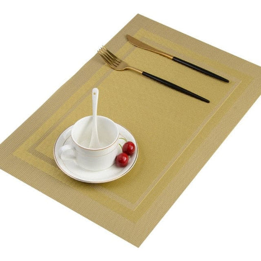 Set De Table Plastique Rectangulaire Doré Jaunâtre