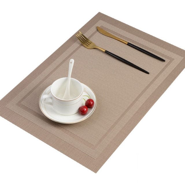 Set De Table Plastique Rectangulaire Doré Marron Clair