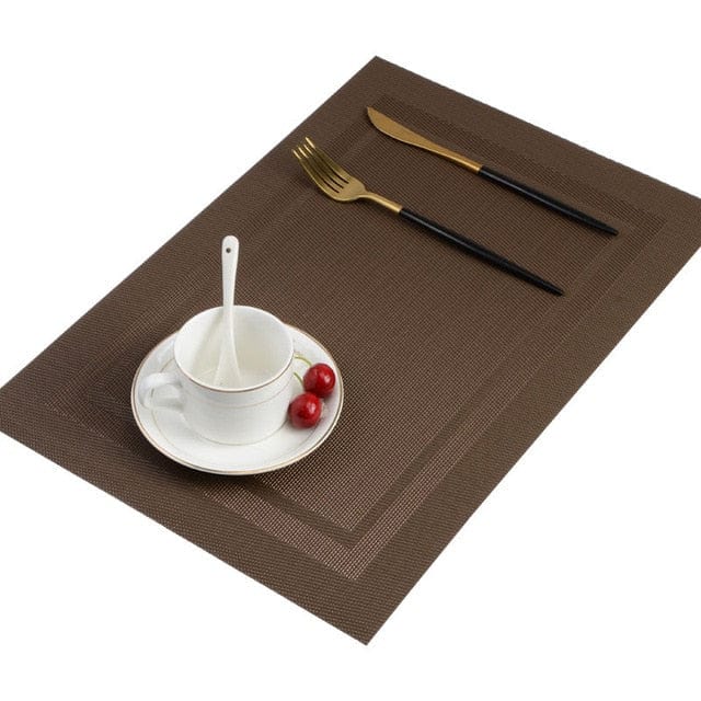 Set De Table Plastique Rectangulaire Doré Marron Foncé