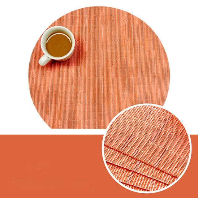 Set De Table Rond Coupé Bambou Orange En Plastique Vinyl