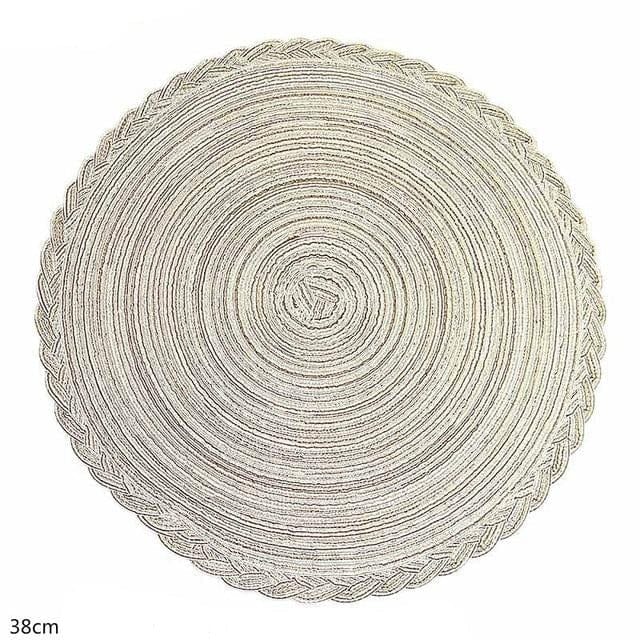 Set De Table Rond Tissé Beige Clair