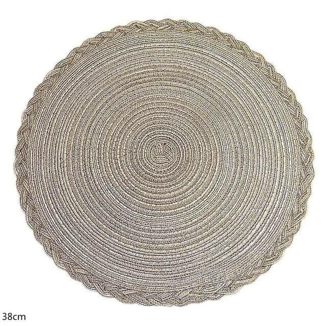 Set De Table Rond Tissé Beige