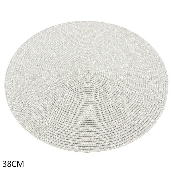 Set De Table Rond Tissé Blanc Grisâtre