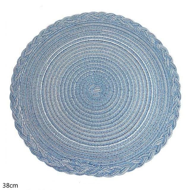 Set De Table Rond Tissé Bleu Clair