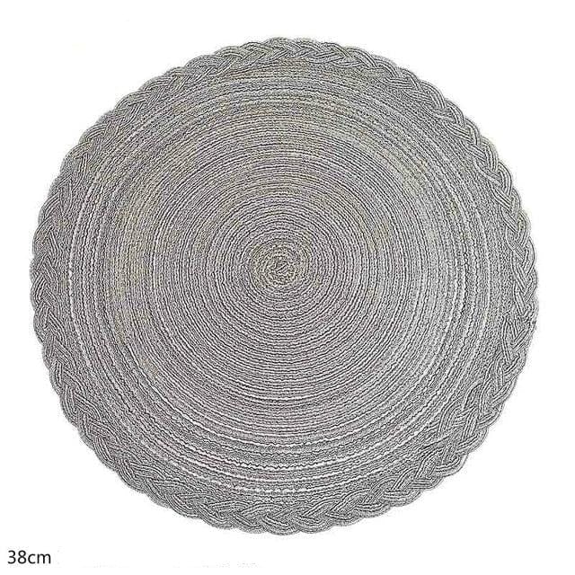 Set De Table Rond Tissé Gris