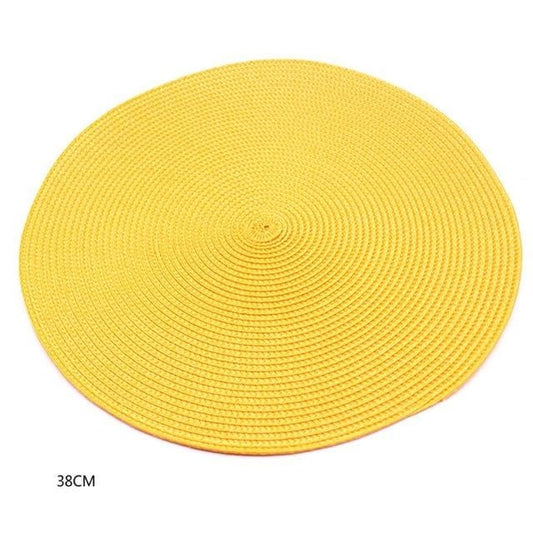 Set De Table Rond Tissé Jaune