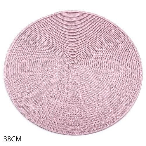 Set De Table Rond Tissé Rose Plus Clair