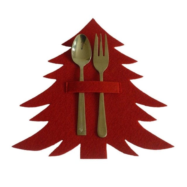 Set De Table Sapin De Noel Rouge Pour Couverts De Table