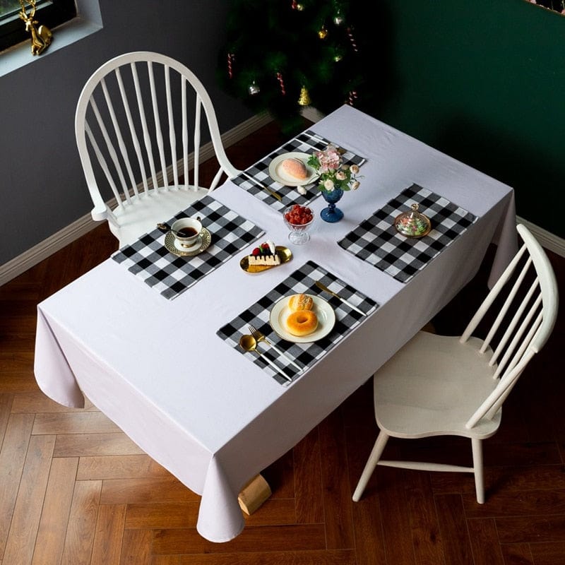 Set De Table Tissu Lavable Noir Et Blanc