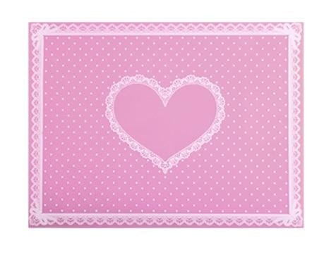 Tapis De Table Avec Design De Coeur Rose Clair En Silicone Plastique Style Dentelle